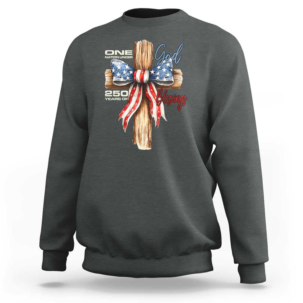 250 Years America Sweatshirt Coquette Bow Cross American 4th Of July 250th Anniversary - Wonder Print Shop