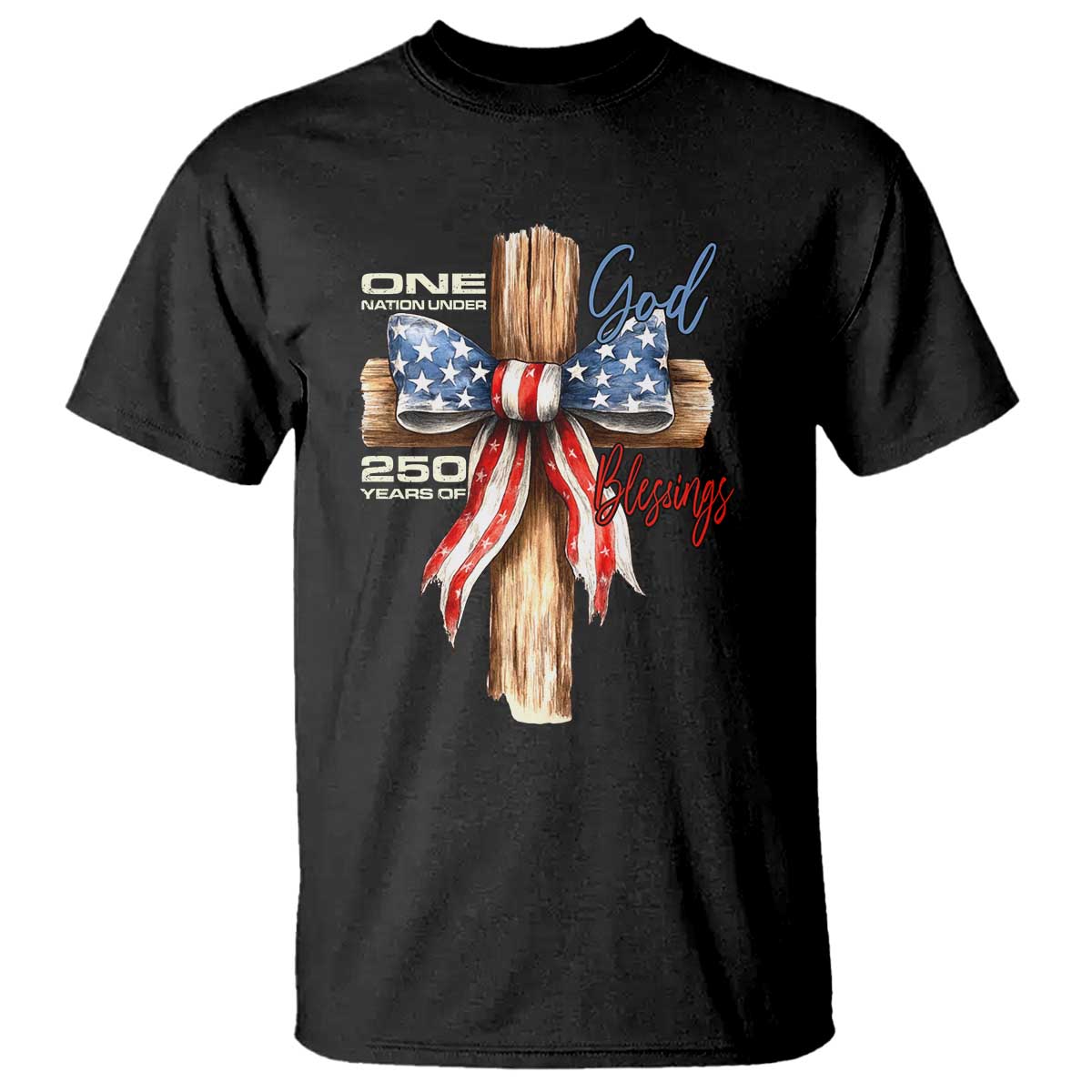 250 Years America T Shirt Coquette Bow Cross American 4th Of July 250th Anniversary - Wonder Print Shop