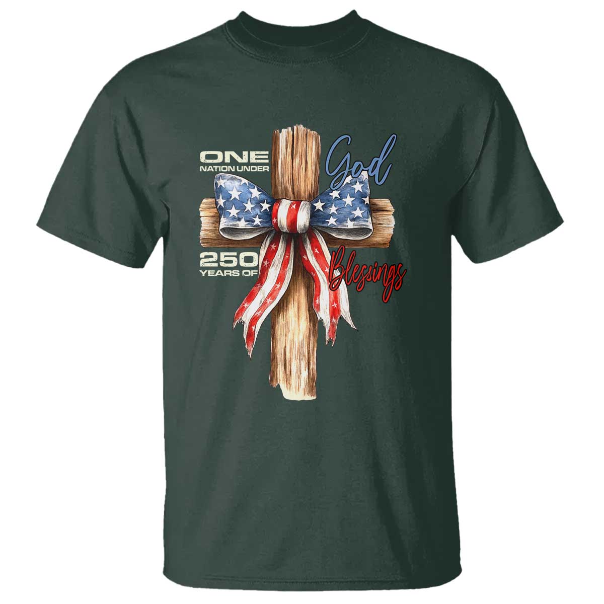 250 Years America T Shirt Coquette Bow Cross American 4th Of July 250th Anniversary - Wonder Print Shop