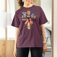 250 Years America T Shirt For Women Coquette Bow Cross American 4th Of July 250th Anniversary - Wonder Print Shop