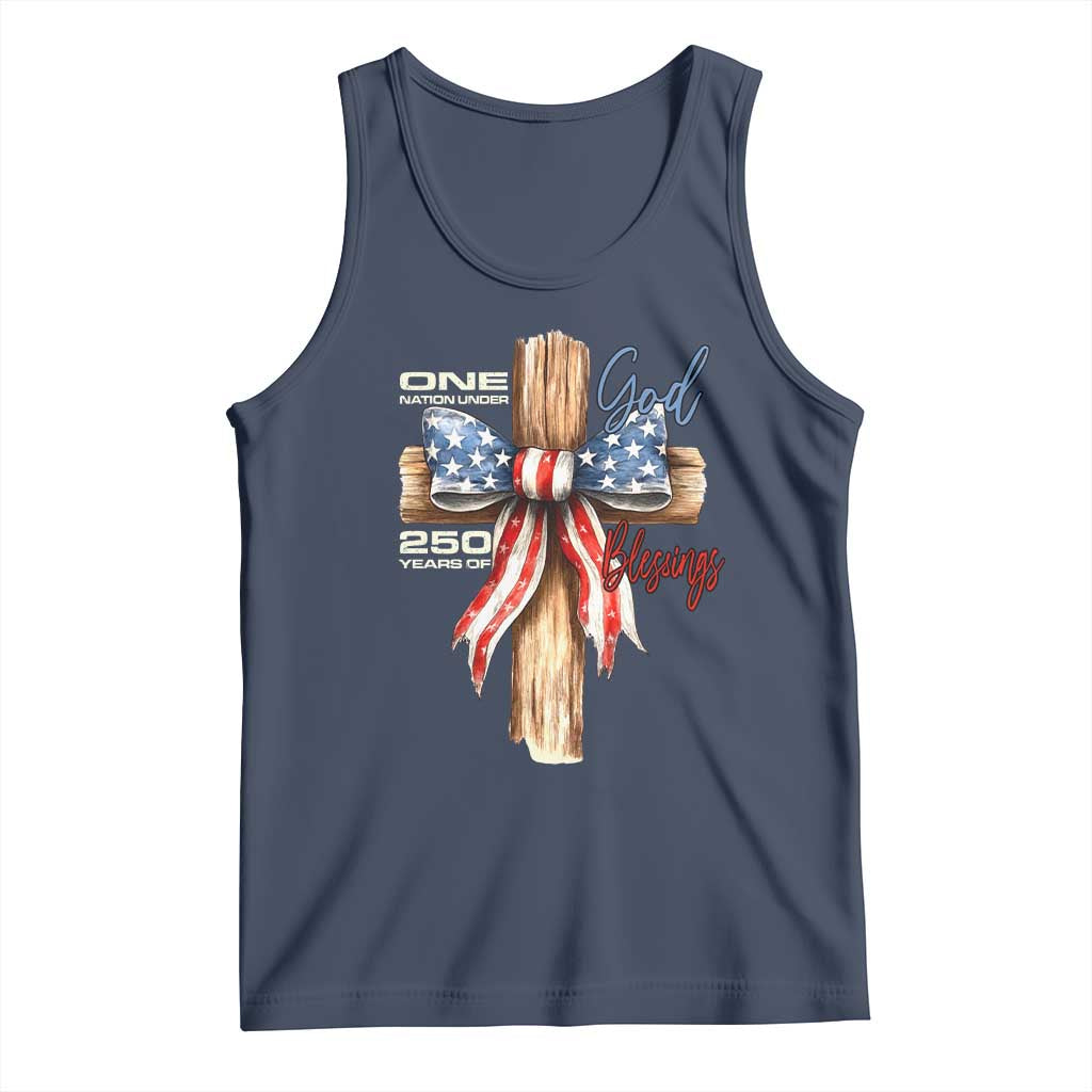 250 Years America Tank Top Coquette Bow Cross American 4th Of July 250th Anniversary - Wonder Print Shop