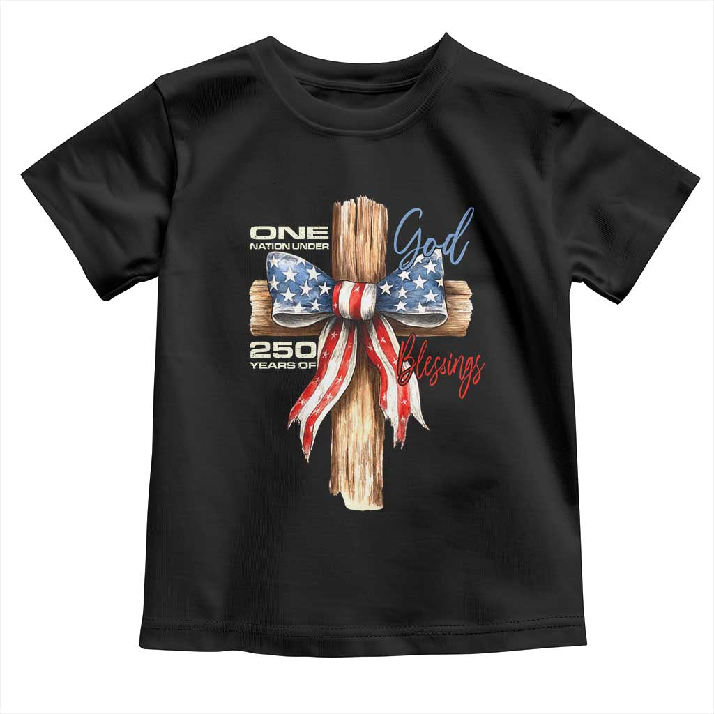 250 Years America Toddler T Shirt Coquette Bow Cross American 4th Of July 250th Anniversary - Wonder Print Shop