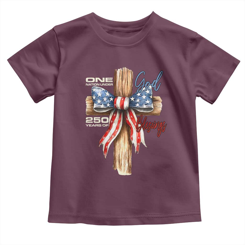 250 Years America Toddler T Shirt Coquette Bow Cross American 4th Of July 250th Anniversary - Wonder Print Shop