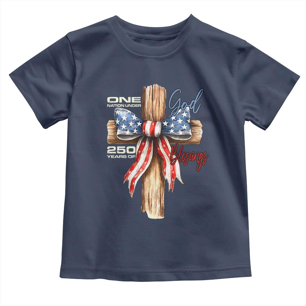 250 Years America Toddler T Shirt Coquette Bow Cross American 4th Of July 250th Anniversary - Wonder Print Shop