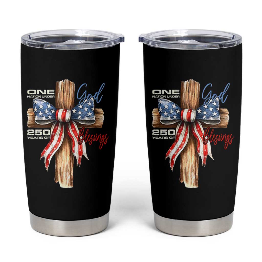 250 Years America Tumbler Cup Coquette Bow Cross American 4th Of July 250th Anniversary - Wonder Print Shop
