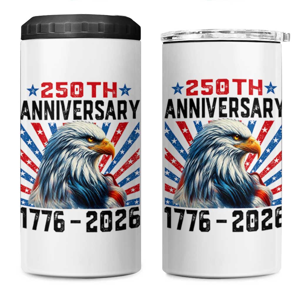 Eagle Flag America 250 4 in 1 Can Cooler Tumbler 1776-2026 250th Birthday - Wonder Print Shop