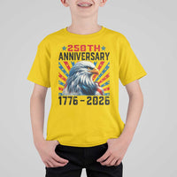 Eagle Flag America 250 T Shirt For Kid 1776-2026 250th Birthday - Wonder Print Shop
