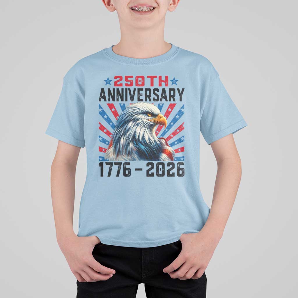 Eagle Flag America 250 T Shirt For Kid 1776-2026 250th Birthday - Wonder Print Shop