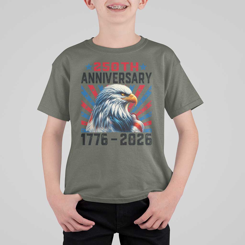 Eagle Flag America 250 T Shirt For Kid 1776-2026 250th Birthday - Wonder Print Shop