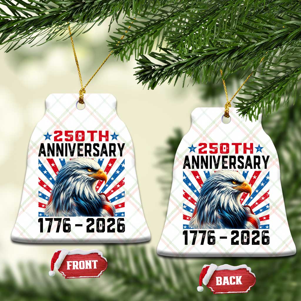 Eagle Flag America 250 Ceramic Ornament 1776-2026 250th Birthday - Wonder Print Shop