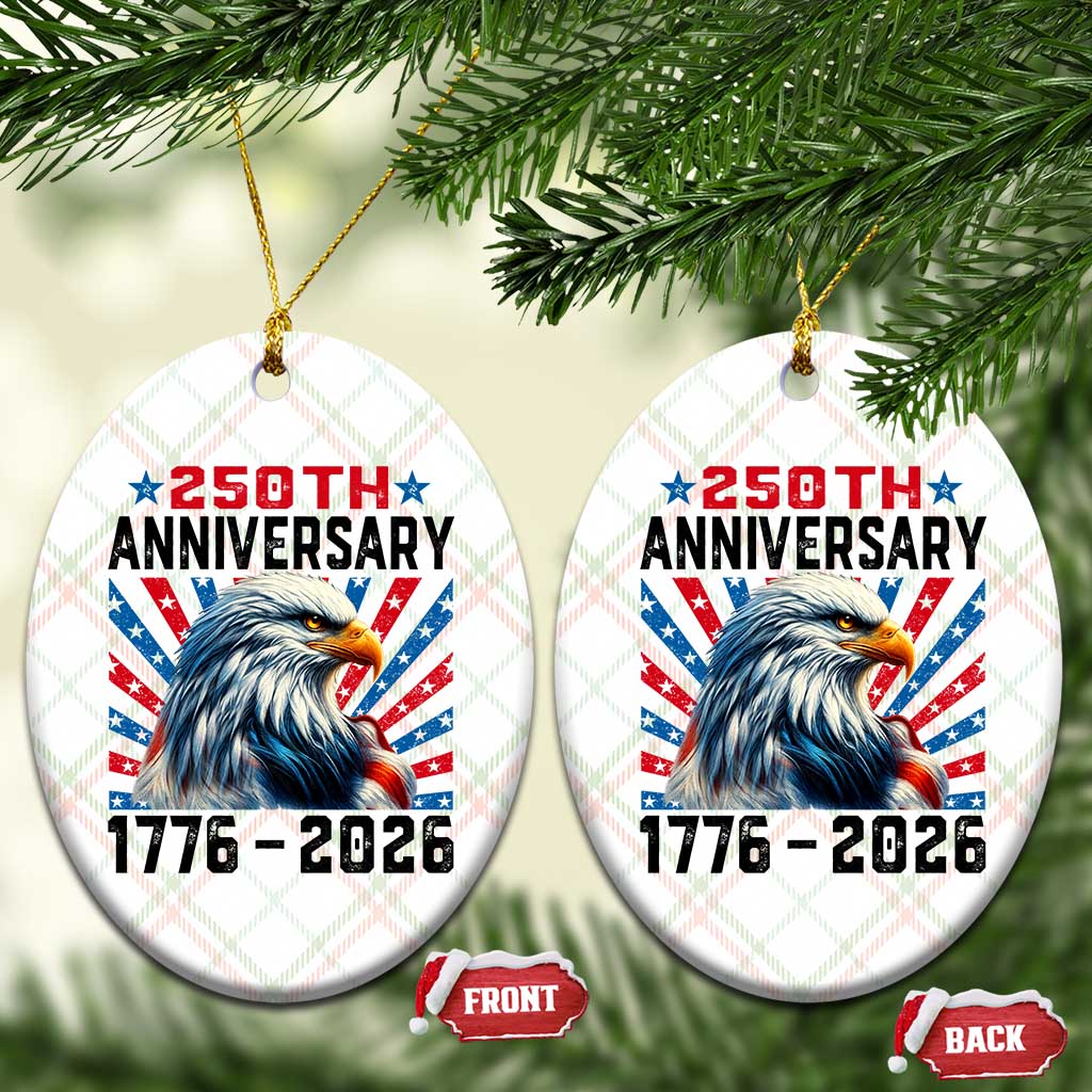 Eagle Flag America 250 Ceramic Ornament 1776-2026 250th Birthday - Wonder Print Shop