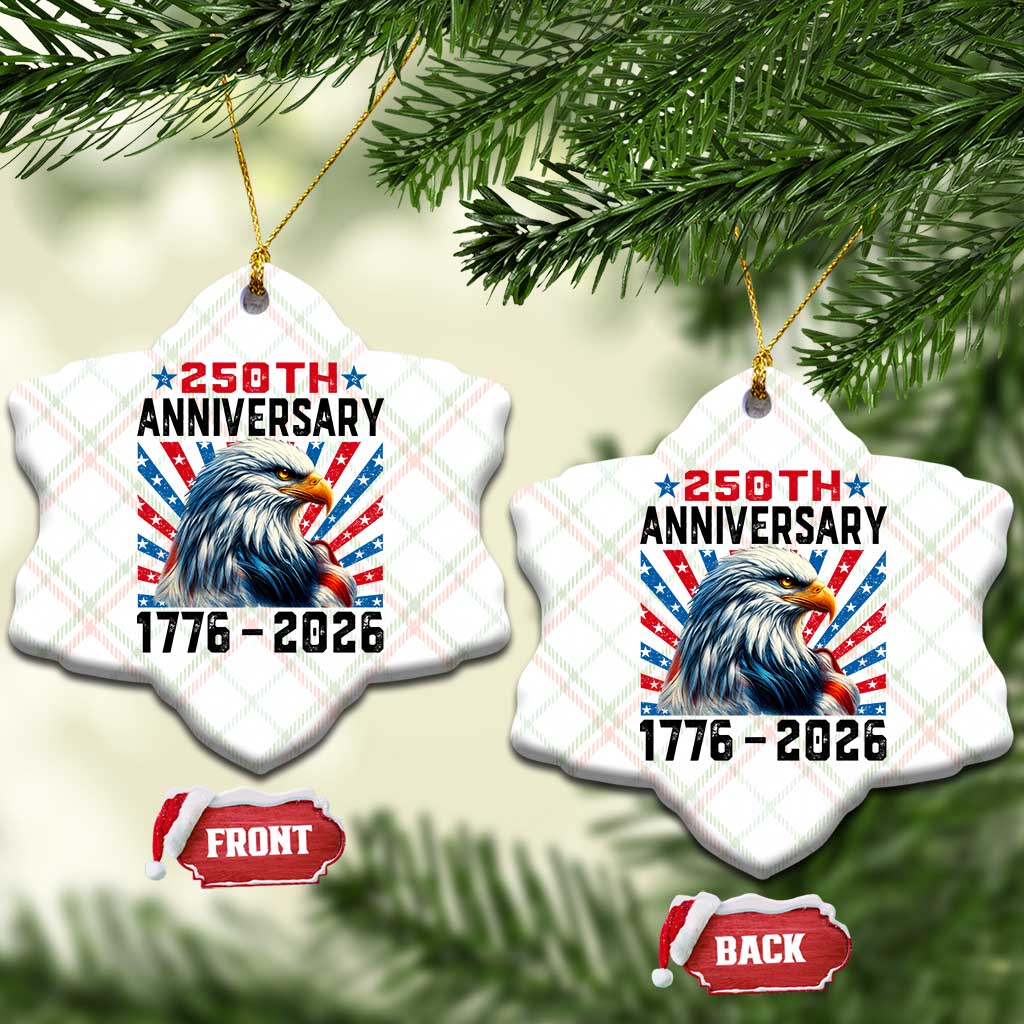 Eagle Flag America 250 Ceramic Ornament 1776-2026 250th Birthday - Wonder Print Shop
