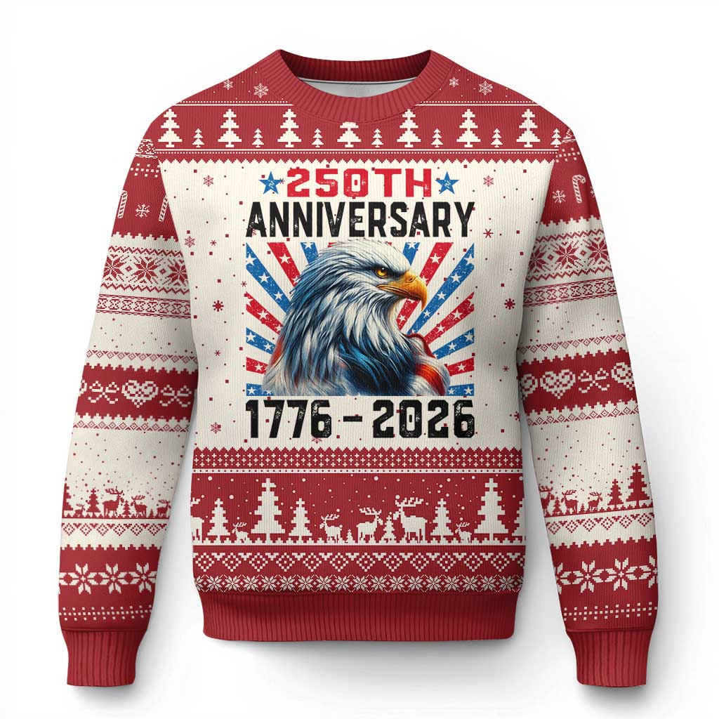 Eagle Flag America 250 Ugly Christmas Sweater 1776-2026 250th Birthday - Wonder Print Shop