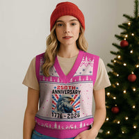 Eagle Flag America 250 V-Neck Knit Sweater Vest 1776-2026 250th Birthday - Wonder Print Shop