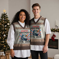 Eagle Flag America 250 V-Neck Knit Sweater Vest 1776-2026 250th Birthday - Wonder Print Shop