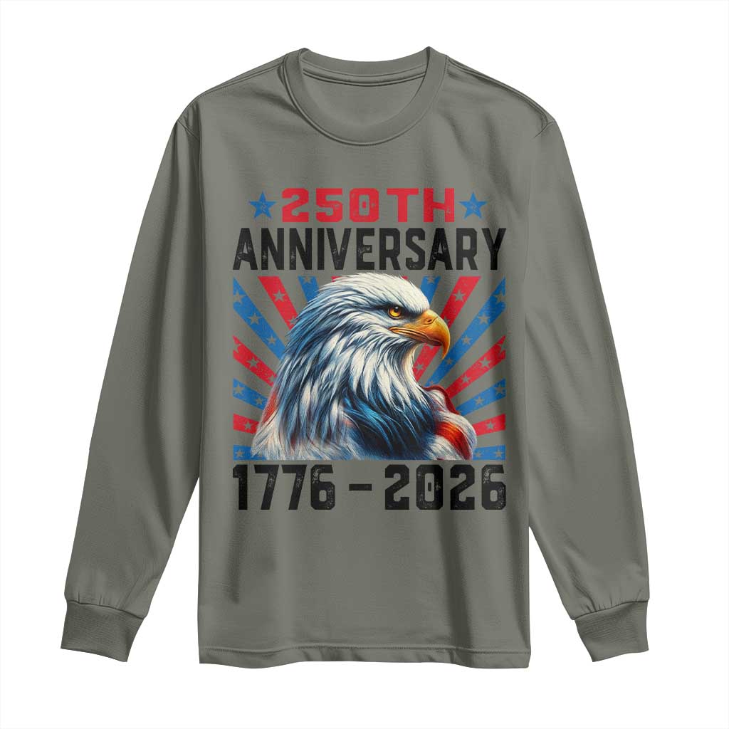 Eagle Flag America 250 Long Sleeve Shirt 1776-2026 250th Birthday - Wonder Print Shop