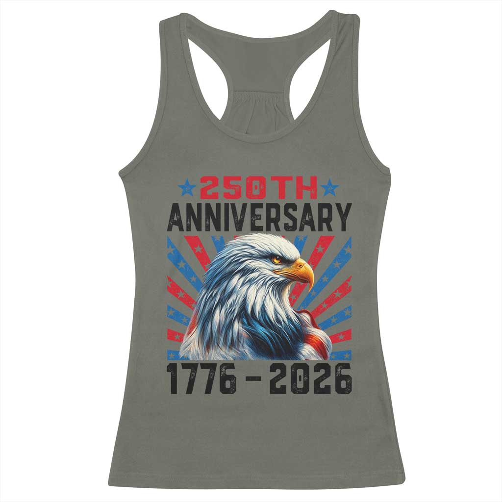 Eagle Flag America 250 Racerback Tank Top 1776-2026 250th Birthday - Wonder Print Shop