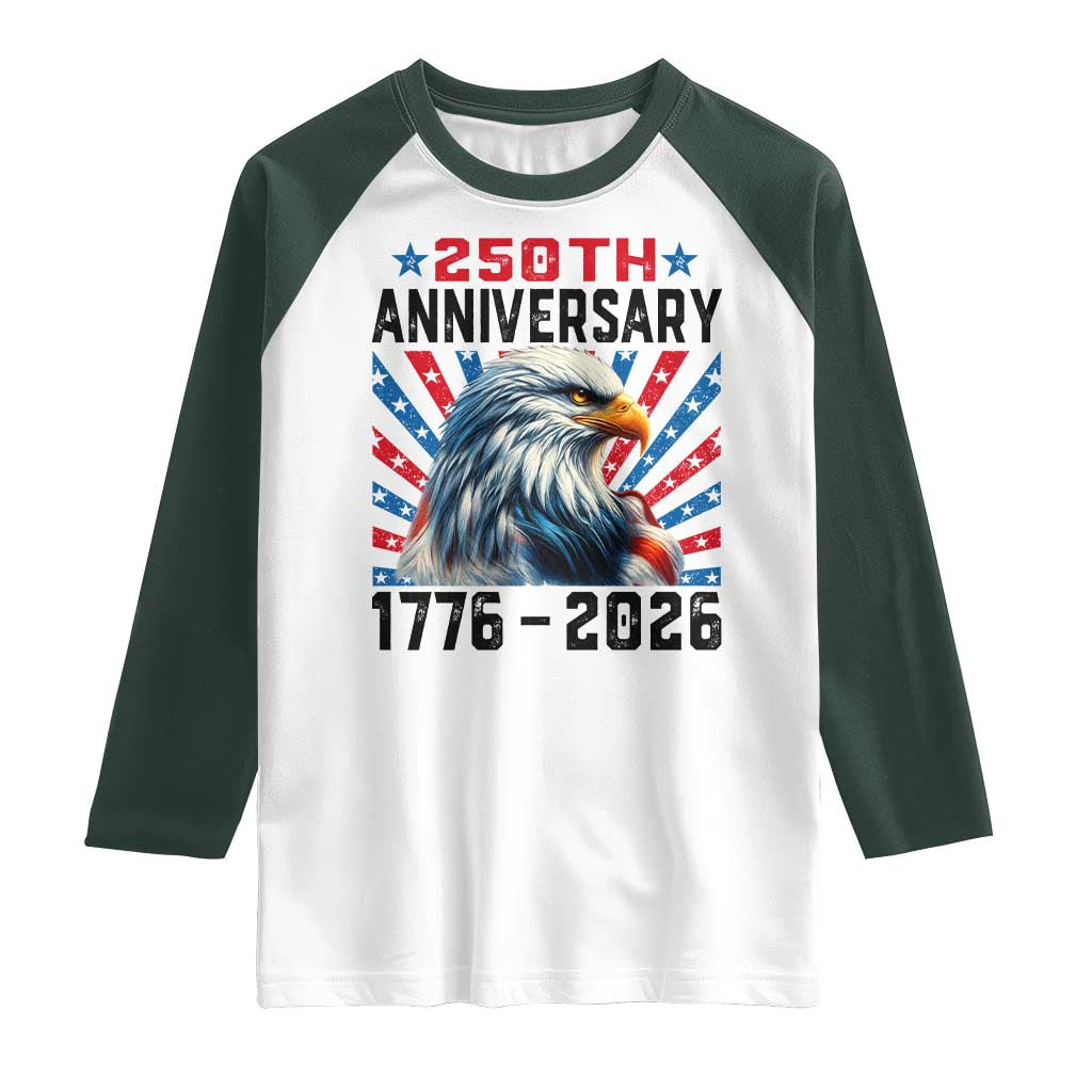 Eagle Flag America 250 Raglan Shirt 1776-2026 250th Birthday - Wonder Print Shop