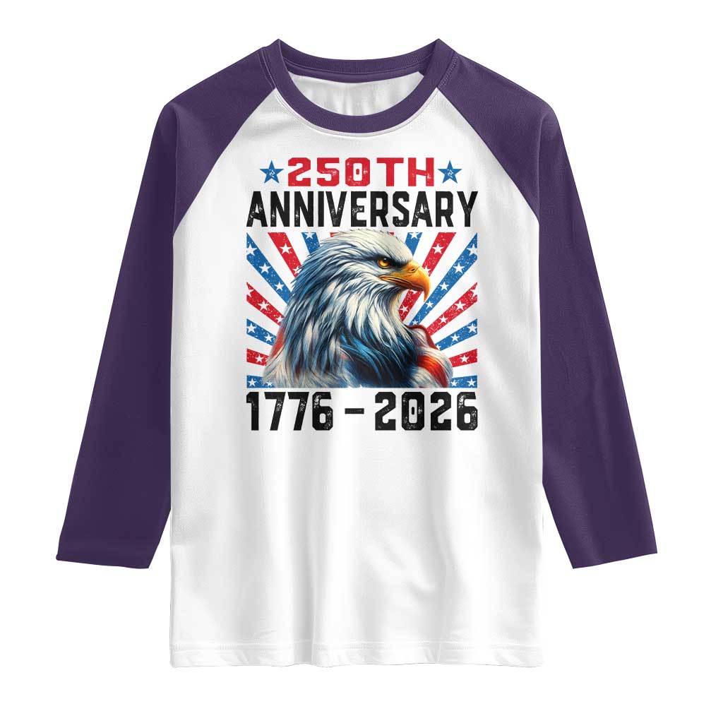Eagle Flag America 250 Raglan Shirt 1776-2026 250th Birthday - Wonder Print Shop