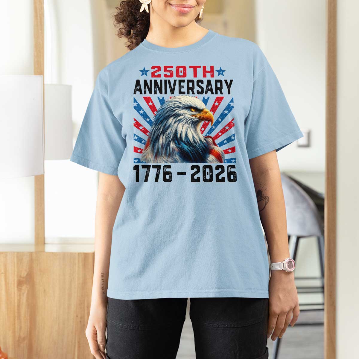 Eagle Flag America 250 T Shirt For Women 1776-2026 250th Birthday - Wonder Print Shop