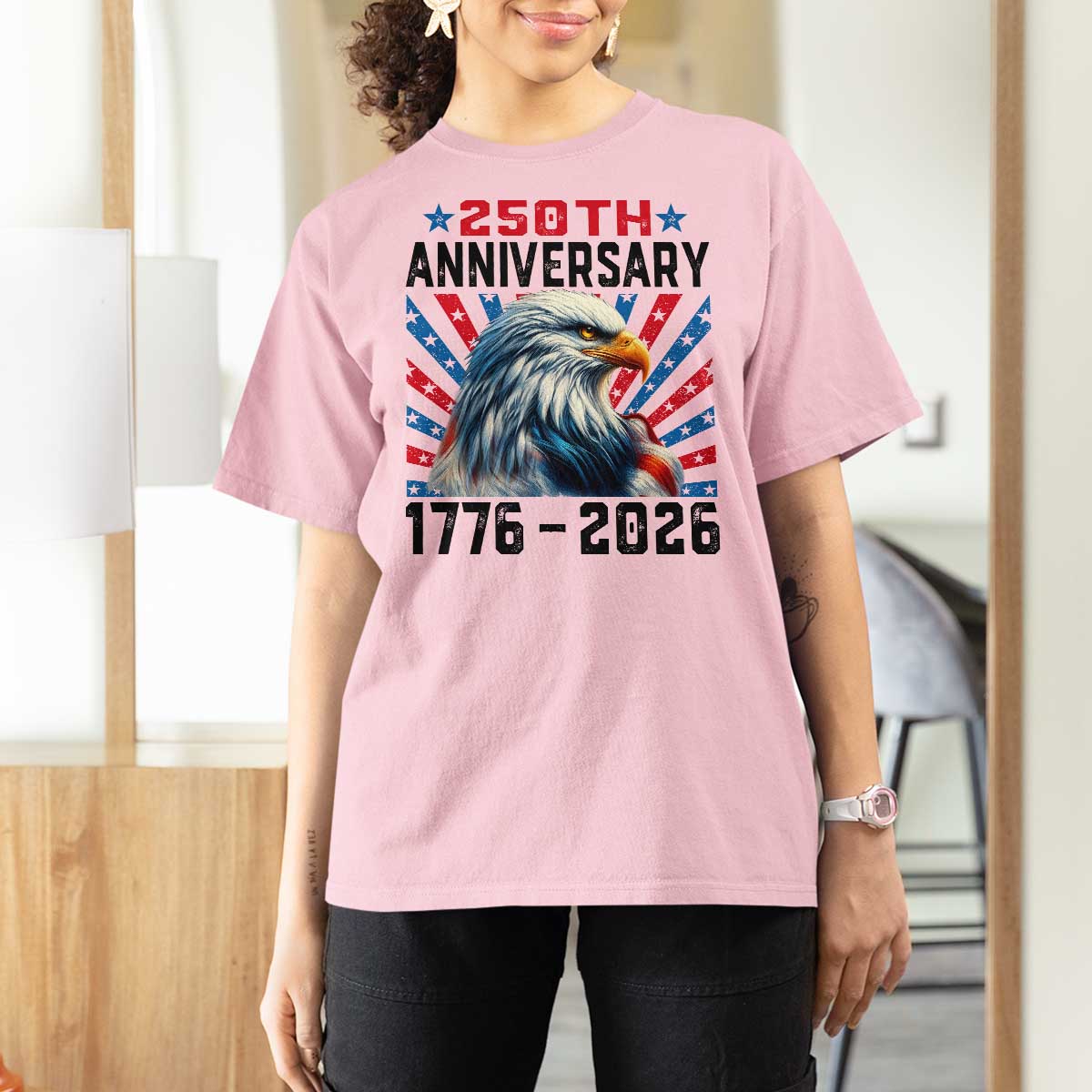 Eagle Flag America 250 T Shirt For Women 1776-2026 250th Birthday - Wonder Print Shop