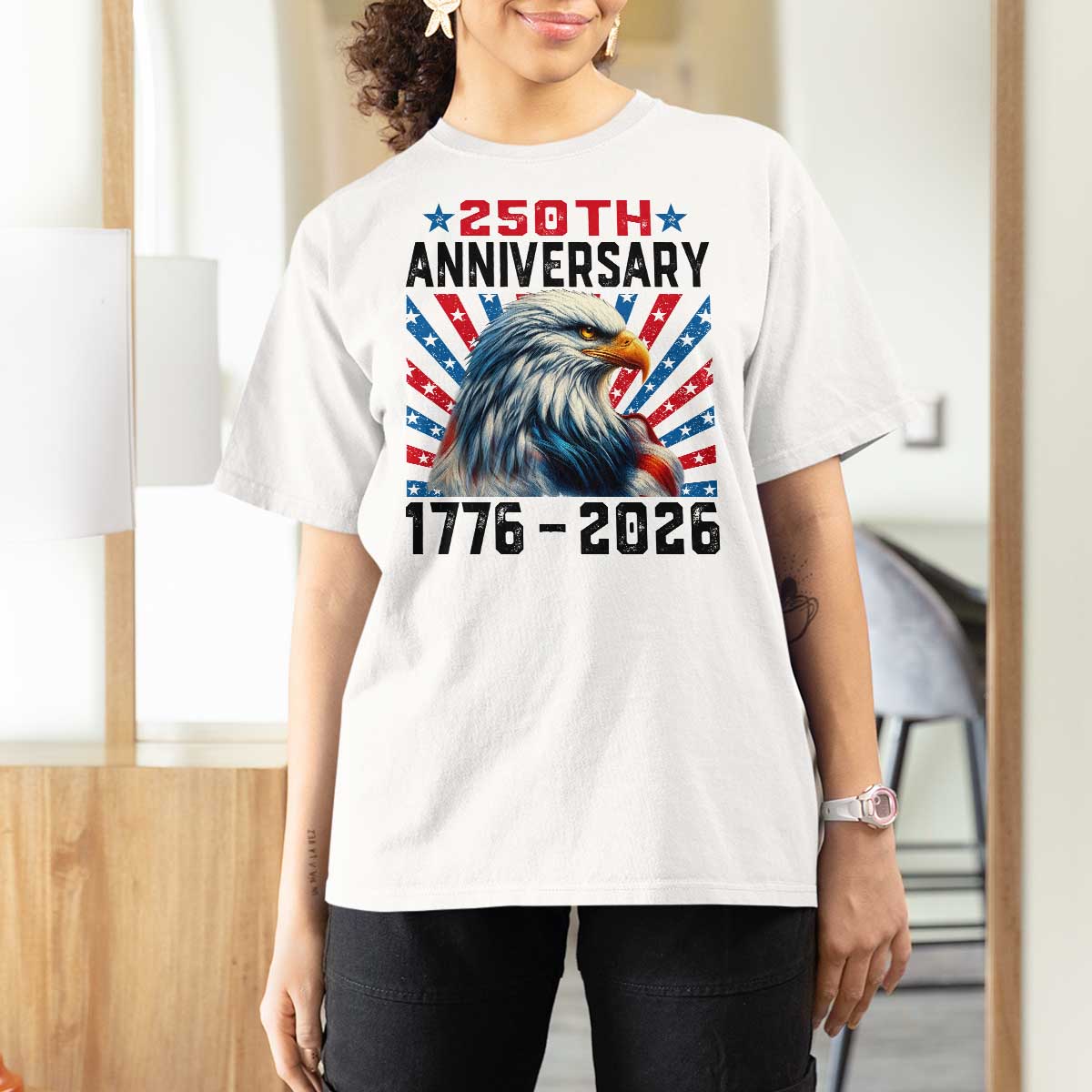Eagle Flag America 250 T Shirt For Women 1776-2026 250th Birthday - Wonder Print Shop