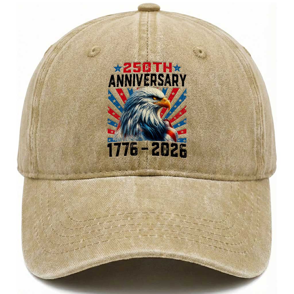 USA 250th Anniversary Eagle Flag Washed Cotton Baseball Cap 1776 2026 250 Years
