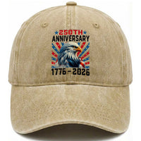 USA 250th Anniversary Eagle Flag Washed Cotton Baseball Cap 1776 2026 250 Years