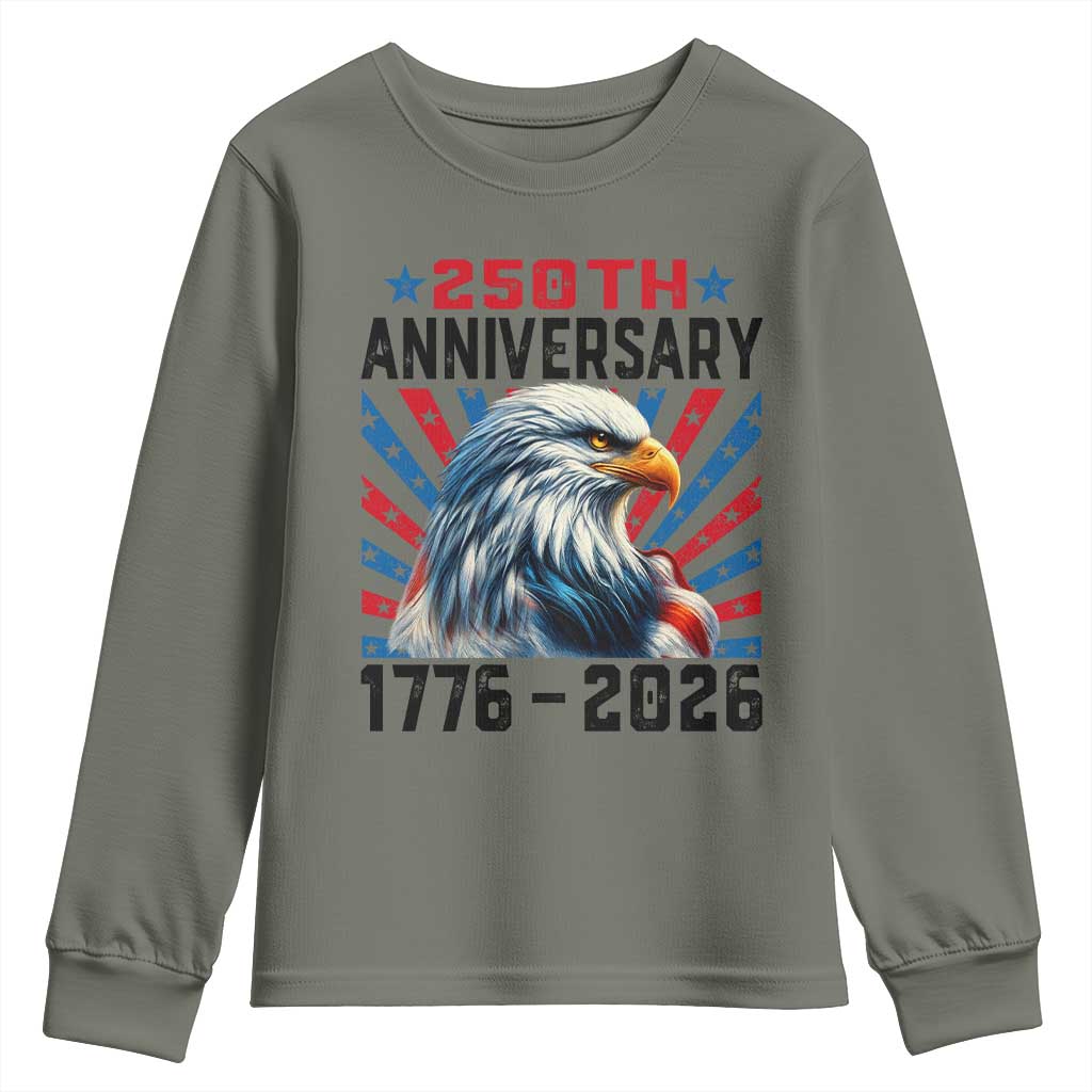 Eagle Flag America 250 Youth Sweatshirt 1776-2026 250th Birthday - Wonder Print Shop