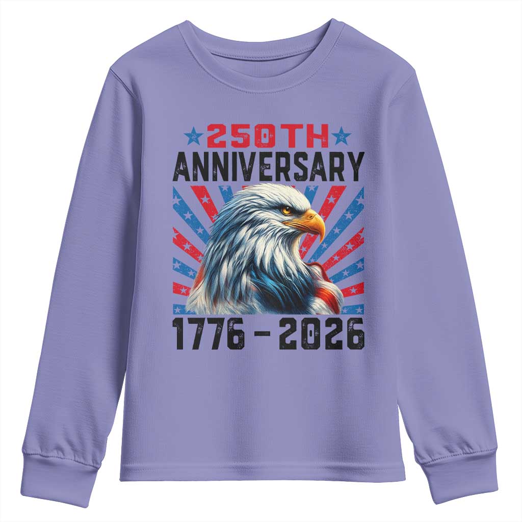 Eagle Flag America 250 Youth Sweatshirt 1776-2026 250th Birthday - Wonder Print Shop