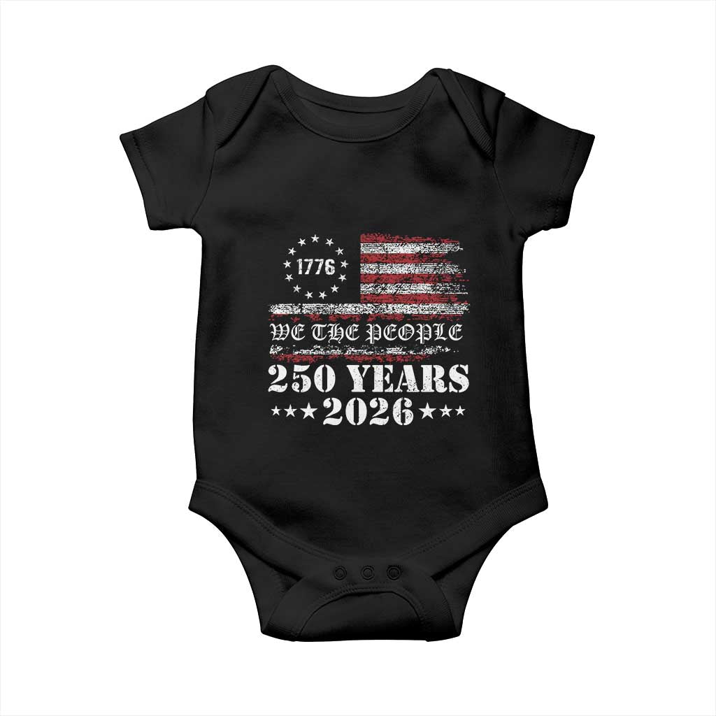 250 Years America Flag Baby Onesie USA 250th Anniversary Patriotic We The People 1776 2026 - Wonder Print Shop