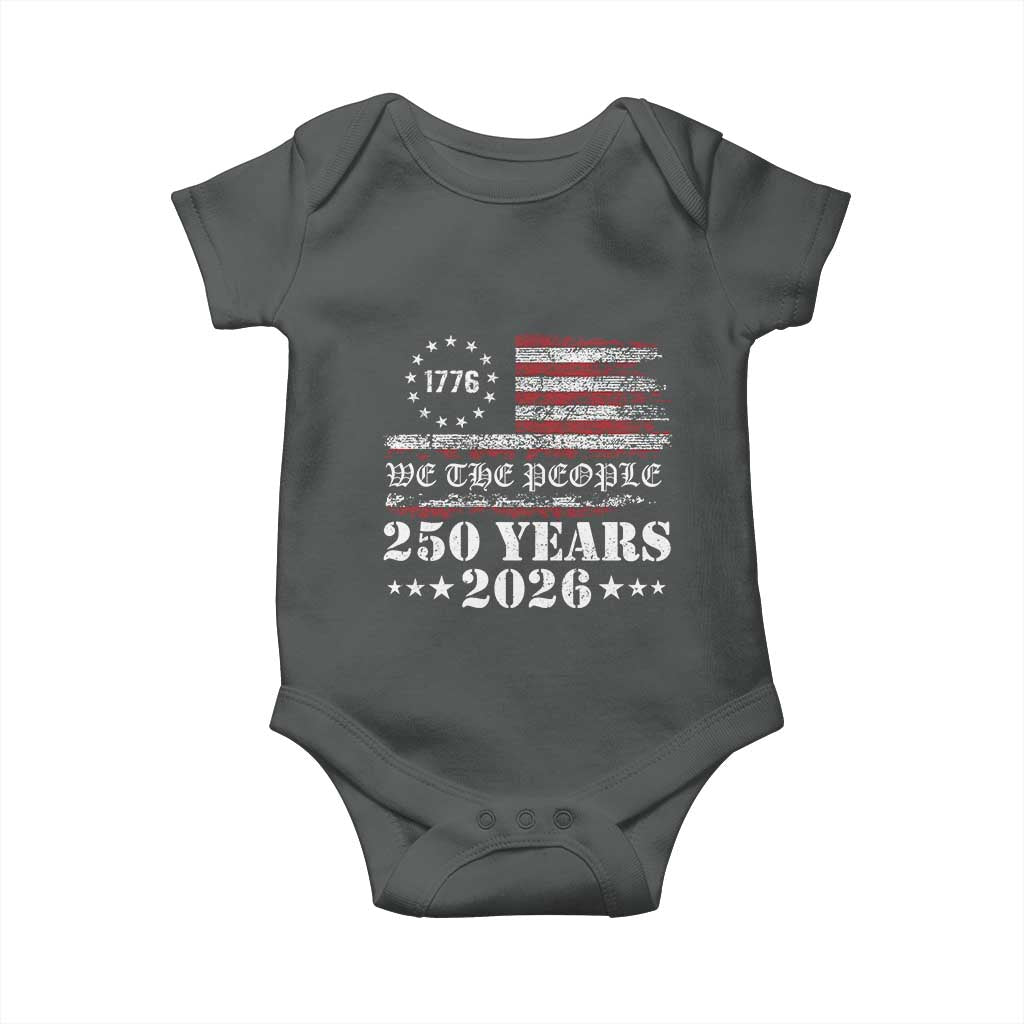 250 Years America Flag Baby Onesie USA 250th Anniversary Patriotic We The People 1776 2026 - Wonder Print Shop