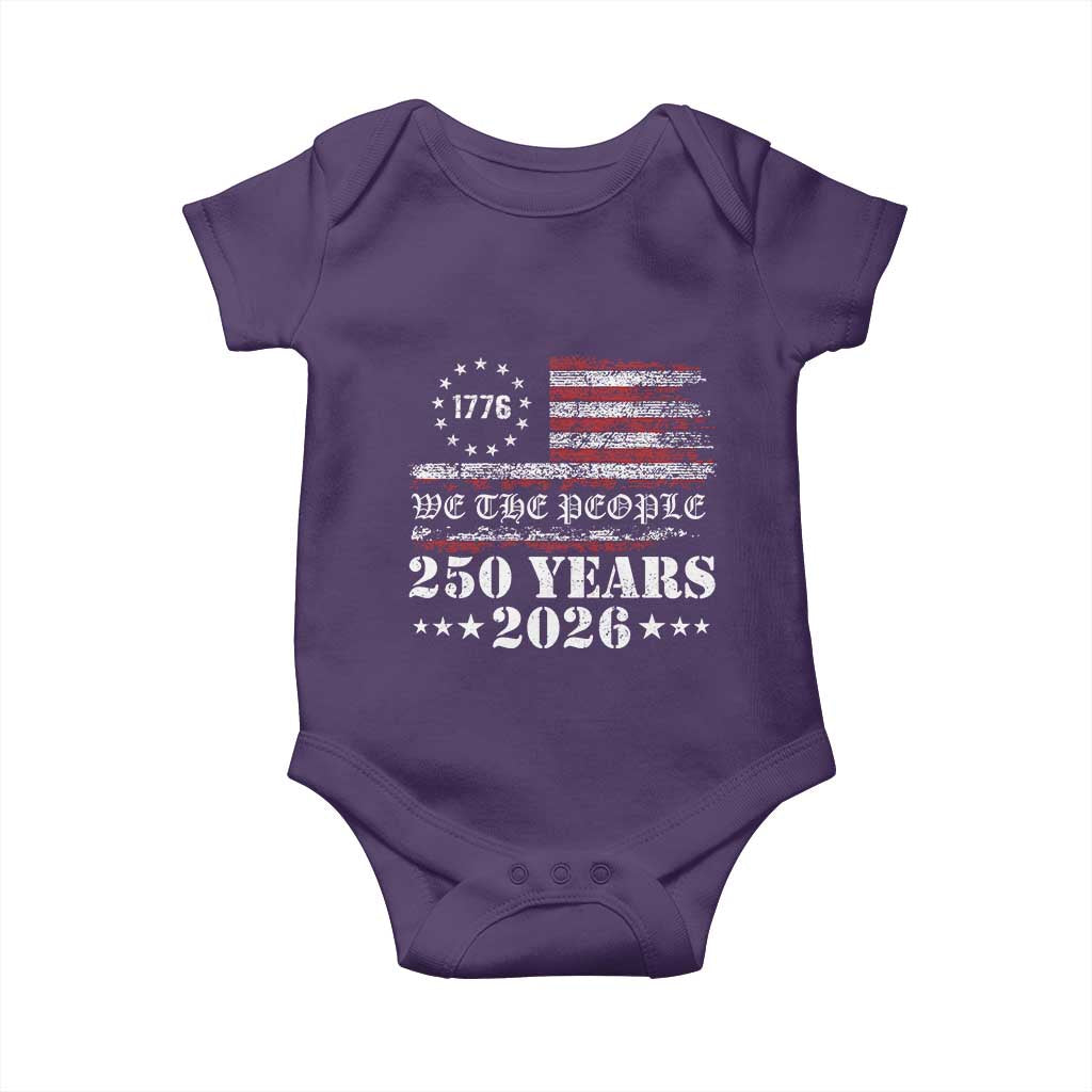 250 Years America Flag Baby Onesie USA 250th Anniversary Patriotic We The People 1776 2026 - Wonder Print Shop