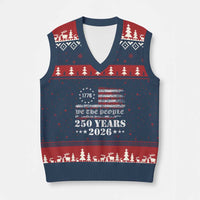 250 Years America Flag V-Neck Knit Sweater Vest USA 250th Anniversary Patriotic We The People 1776 2026 - Wonder Print Shop