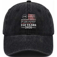 250 Years America Flag Washed Cotton Baseball Cap USA 250th Anniversary Patriotic We The People 1776 2026
