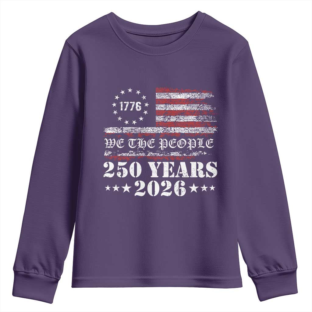 250 Years America Flag Youth Sweatshirt USA 250th Anniversary Patriotic We The People 1776 2026 - Wonder Print Shop