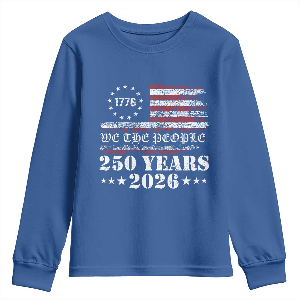 250 Years America Flag Youth Sweatshirt USA 250th Anniversary Patriotic We The People 1776 2026 - Wonder Print Shop