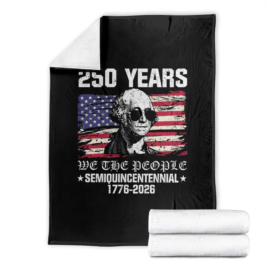 250 Years America Flag Throw Blanket George Washington 1776 2026 USA 250th Anniversary Patriotic - Wonder Print Shop