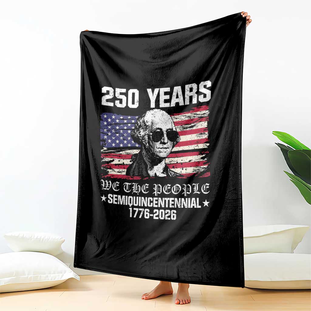 250 Years America Flag Throw Blanket George Washington 1776 2026 USA 250th Anniversary Patriotic - Wonder Print Shop