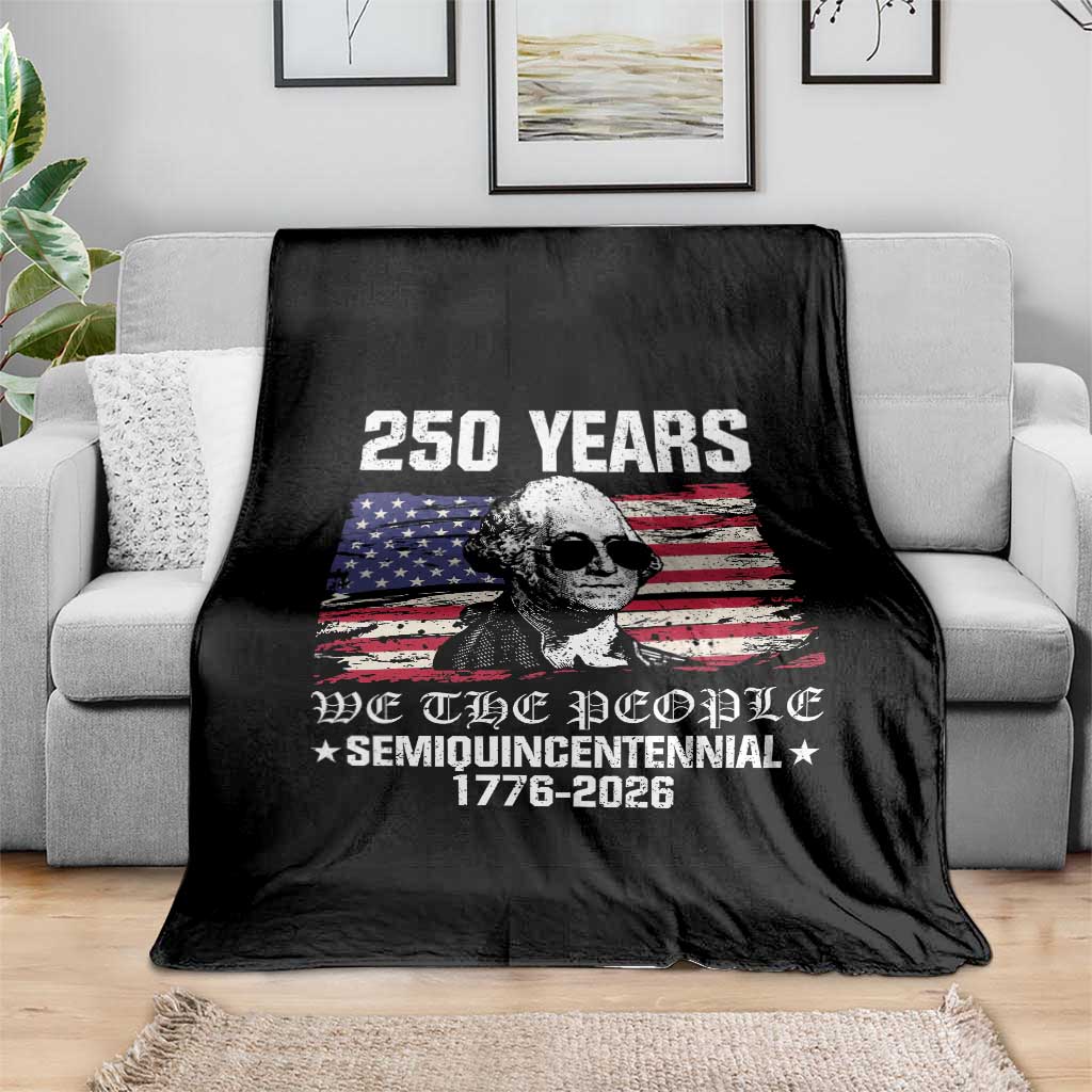 250 Years America Flag Throw Blanket George Washington 1776 2026 USA 250th Anniversary Patriotic - Wonder Print Shop