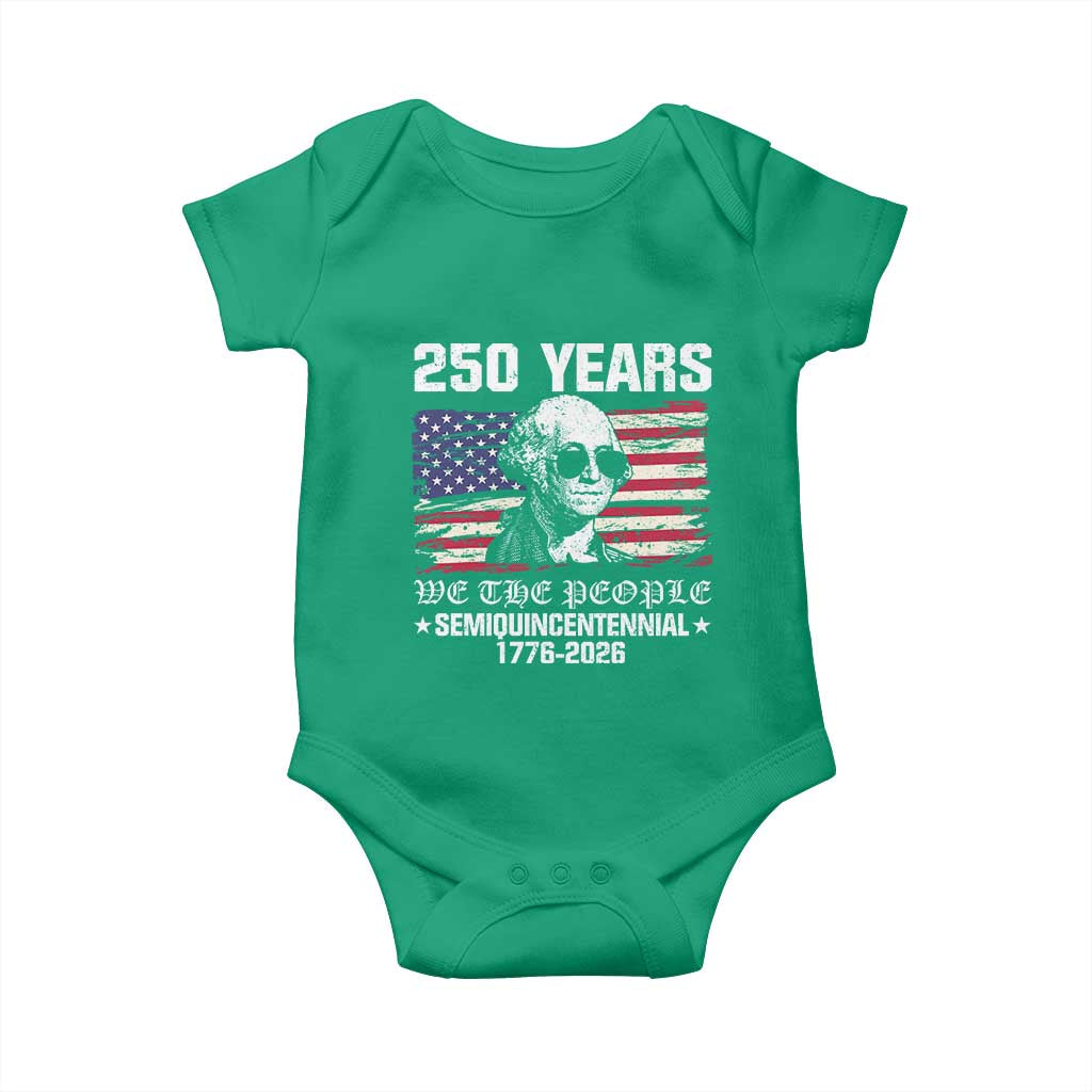 250 Years America Flag Baby Onesie George Washington 1776 2026 USA 250th Anniversary Patriotic - Wonder Print Shop