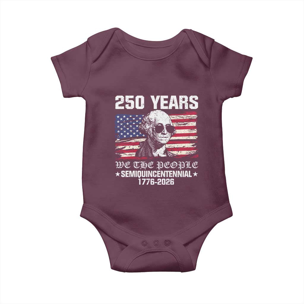 250 Years America Flag Baby Onesie George Washington 1776 2026 USA 250th Anniversary Patriotic - Wonder Print Shop