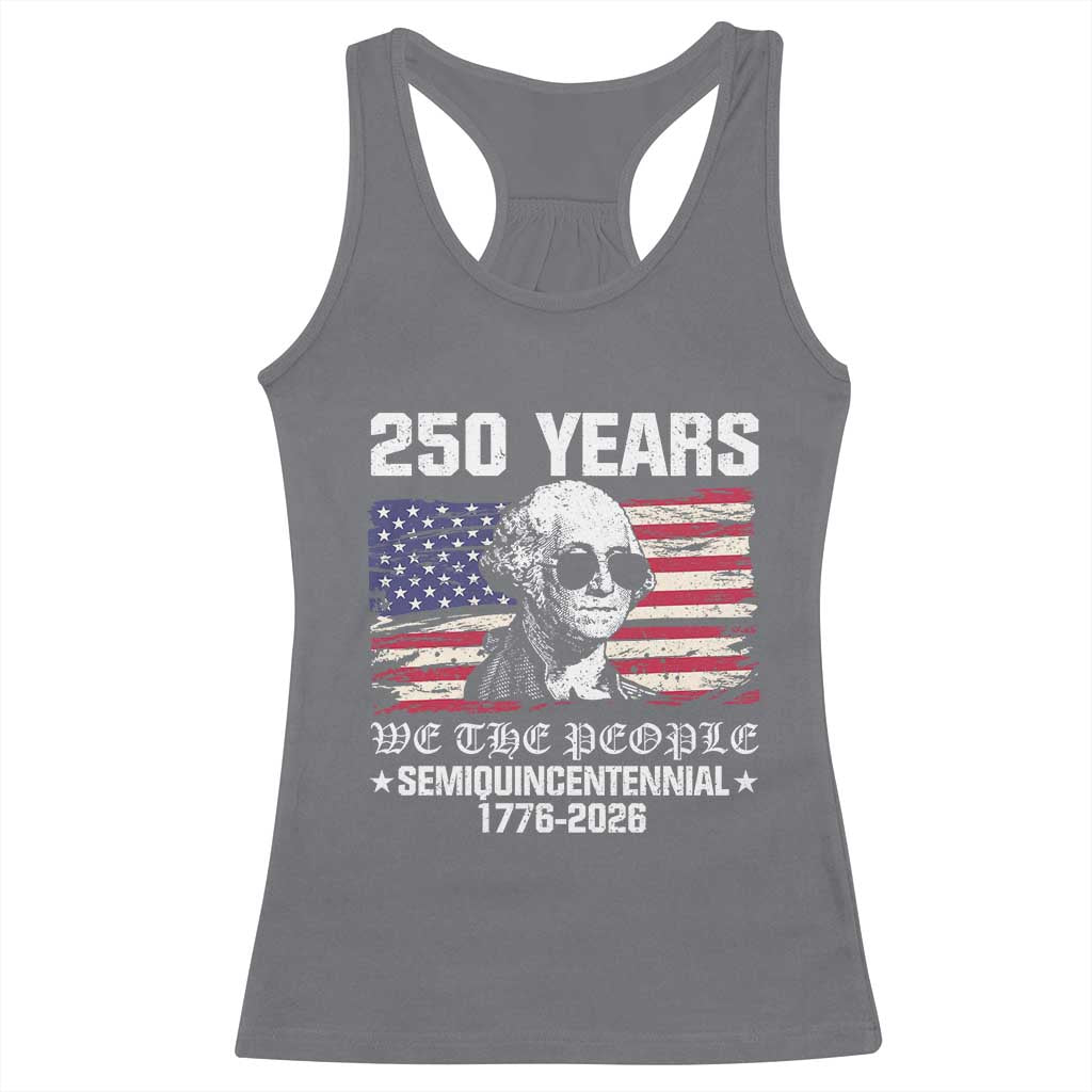 250 Years America Flag Racerback Tank Top George Washington 1776 2026 USA 250th Anniversary Patriotic - Wonder Print Shop