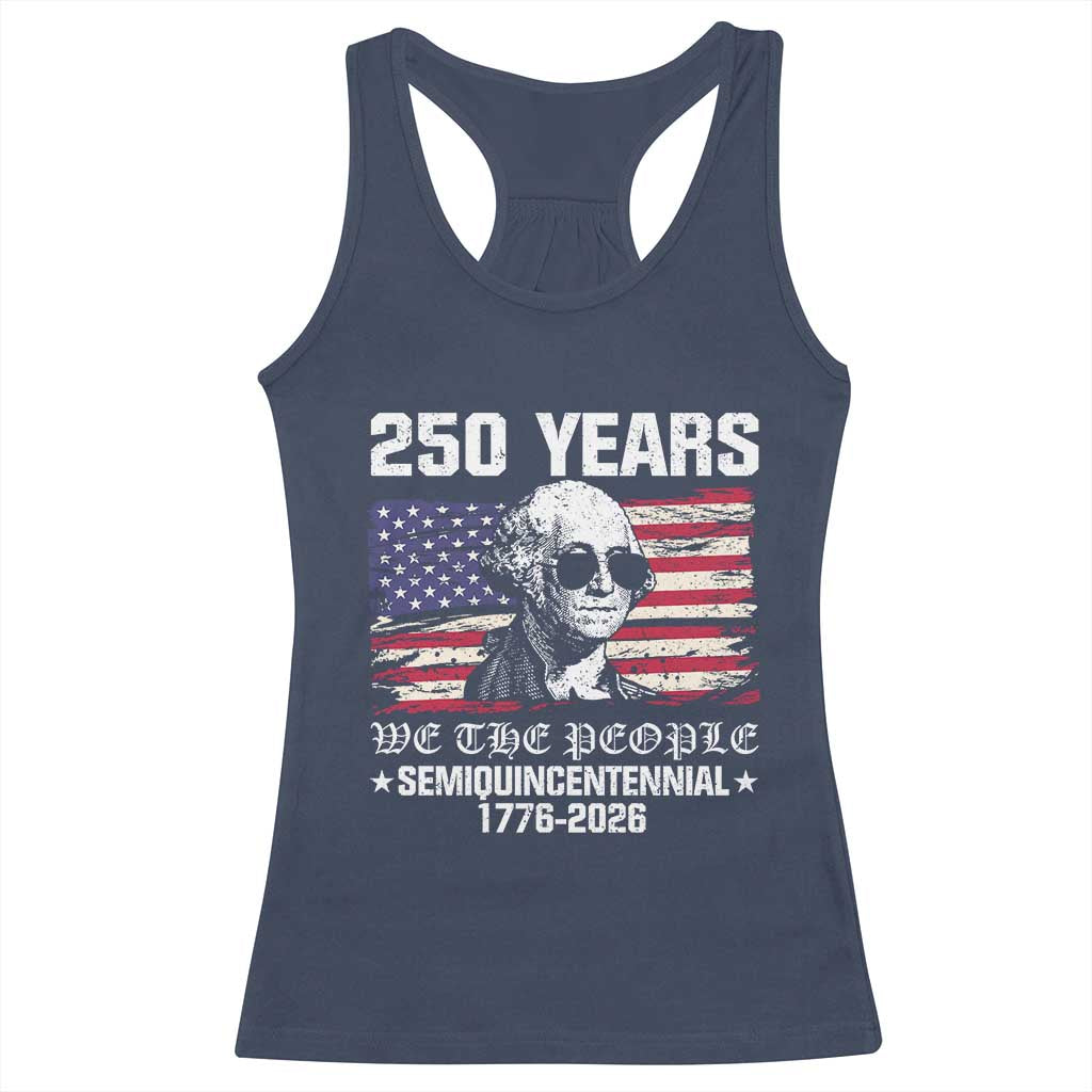 250 Years America Flag Racerback Tank Top George Washington 1776 2026 USA 250th Anniversary Patriotic - Wonder Print Shop