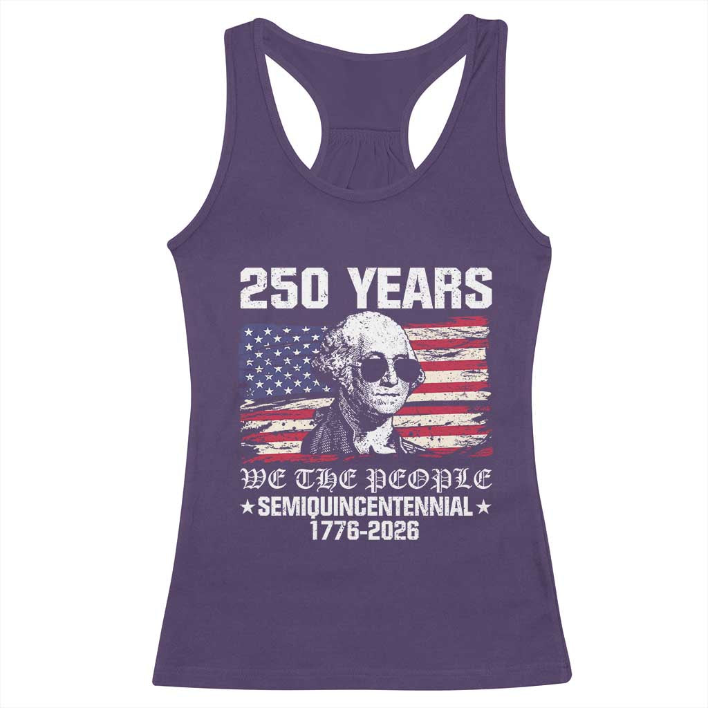 250 Years America Flag Racerback Tank Top George Washington 1776 2026 USA 250th Anniversary Patriotic - Wonder Print Shop