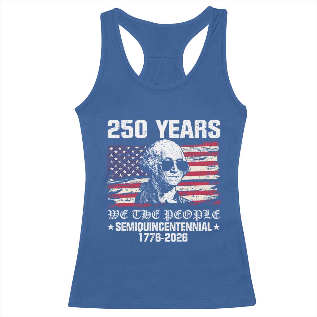 250 Years America Flag Racerback Tank Top George Washington 1776 2026 USA 250th Anniversary Patriotic - Wonder Print Shop
