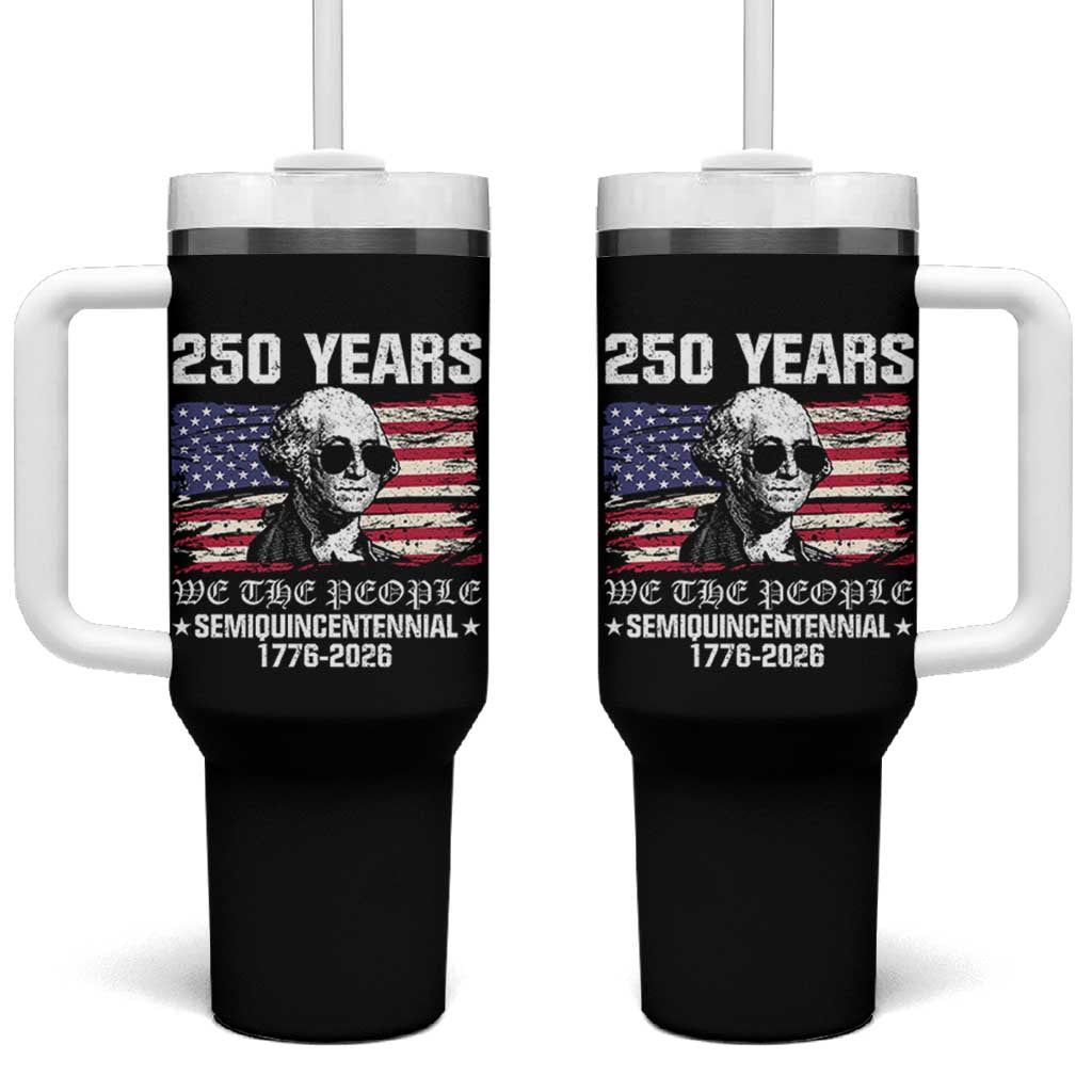 250 Years America Flag Tumbler With Handle George Washington 1776 2026 USA 250th Anniversary Patriotic - Wonder Print Shop