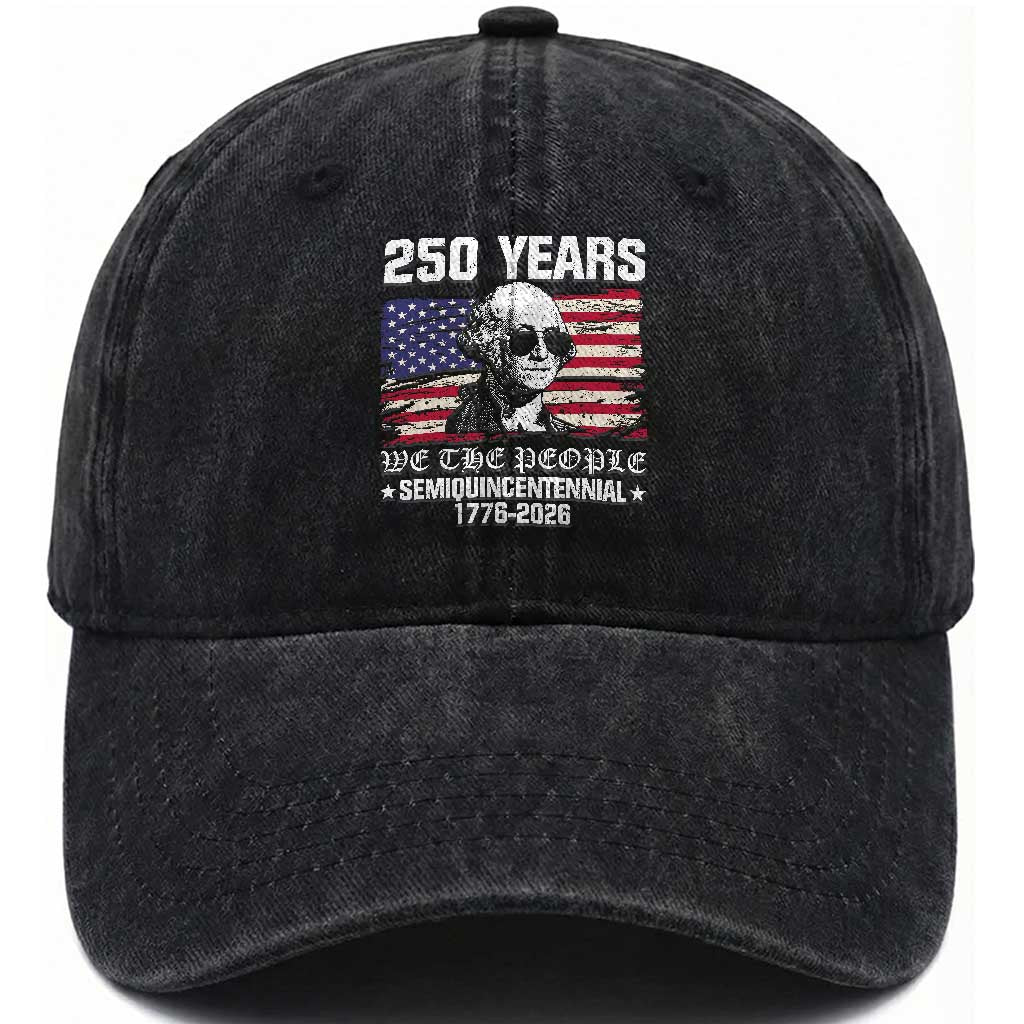 250 Years America Flag Washed Cotton Baseball Cap George Washington 1776 2026 USA 250th Anniversary Patriotic