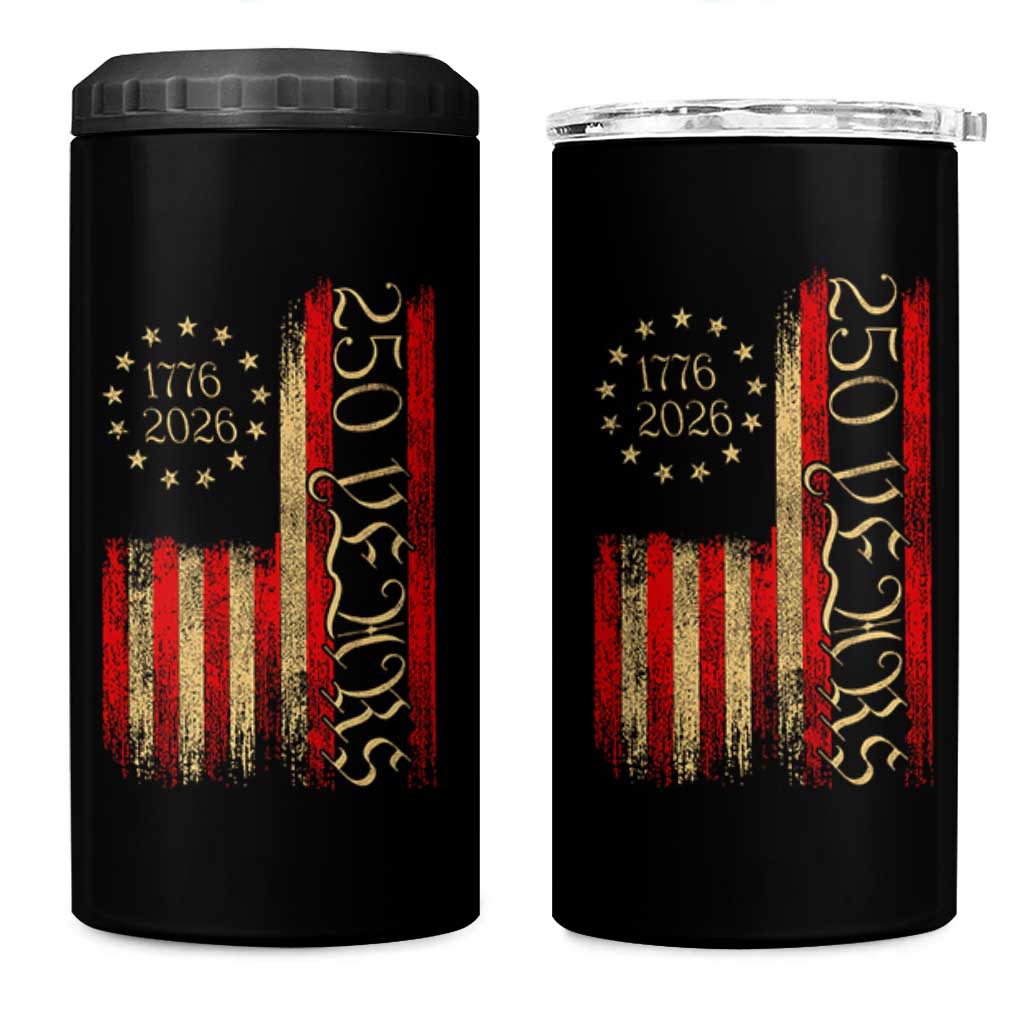 250 Years America Flag 4 in 1 Can Cooler Tumbler 250th Anniversary USA - Wonder Print Shop