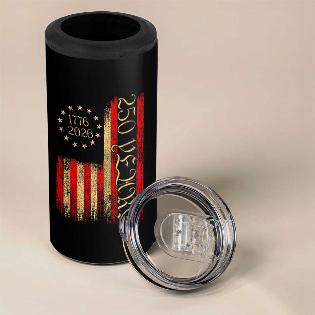 250 Years America Flag 4 in 1 Can Cooler Tumbler 250th Anniversary USA - Wonder Print Shop